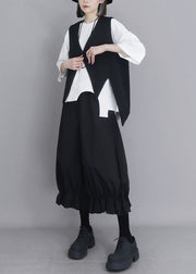 Modern Black Oversized Cotton Lantern Pants Summer