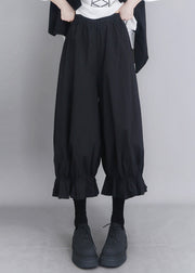 Modern Black Oversized Cotton Lantern Pants Summer