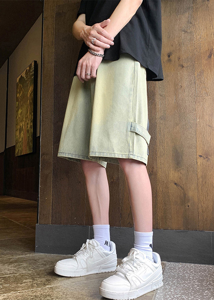 Modern Black Pockets High Waist Denim Mens Shorts Summer