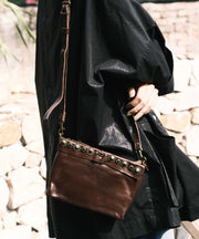 Modern Black Rivet Solid Durable Leather Micro Bag