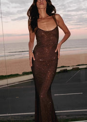 Modern Black Sequins Backless Silm Fit Wraped Dresses Summer