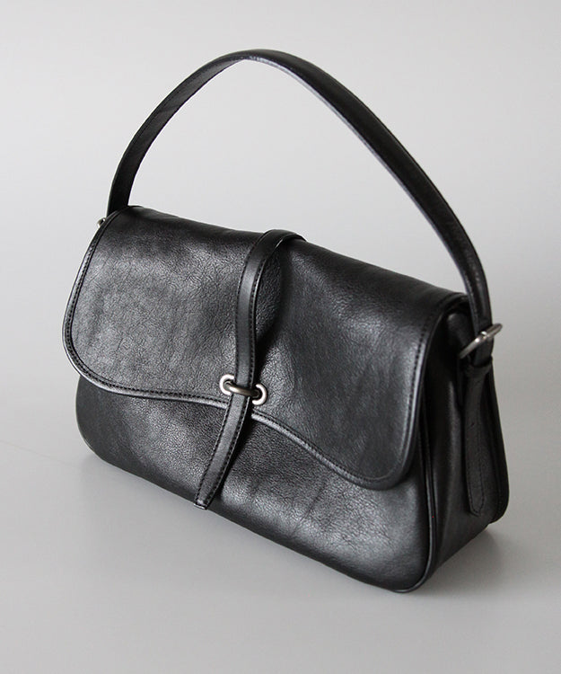 Modern Black Solid Durable Leather Womens Hobo Bag