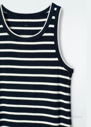 Modern Black Striped Cotton Holiday Dress Summer