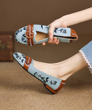 Modern Blue Denim Embroidered Splicing Flat Feet Shoes