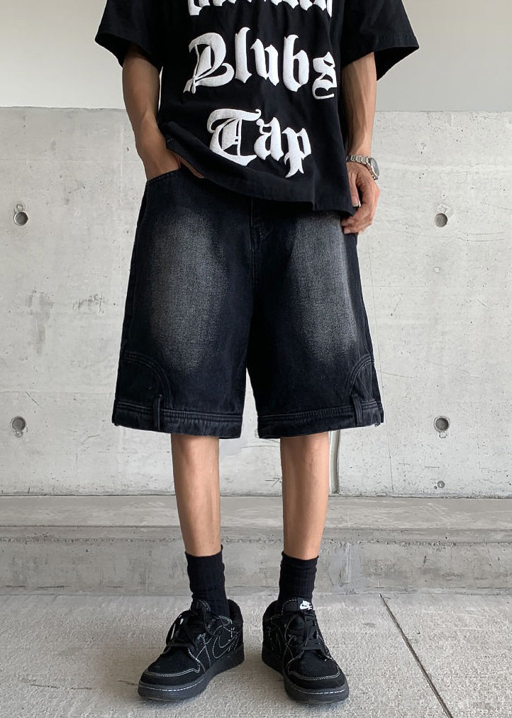 Modern Blue Pockets High Waist Denim Mens Shorts Summer