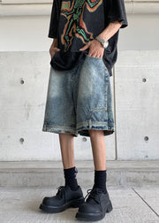 Modern Blue Pockets High Waist Denim Mens Shorts Summer
