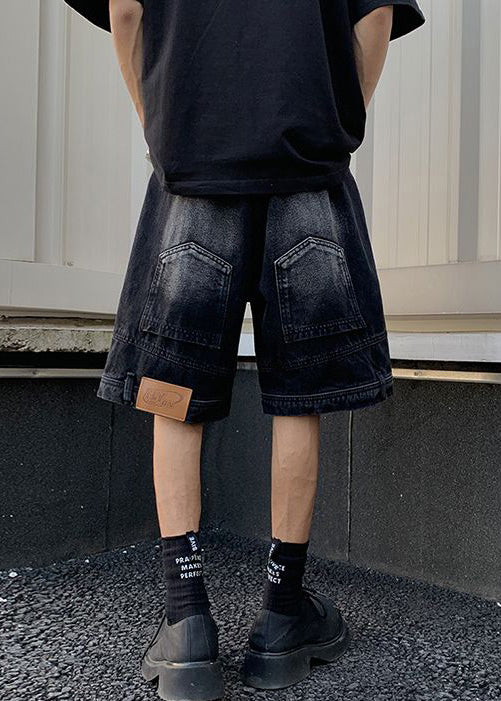 Modern Blue Pockets High Waist Denim Mens Shorts Summer