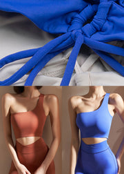 Modern Brick Red One Shoulder Asymmetrical Modal Cotton Yoga Tops
