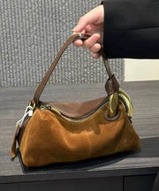 Modern Brown Patchwork Durable Suede Tote Handbag