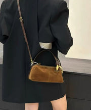 Modern Brown Patchwork Durable Suede Tote Handbag