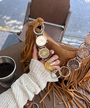 Modern Brown Suede Tassel Shoulder Bag
