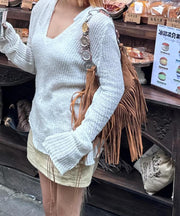 Modern Brown Suede Tassel Shoulder Bag