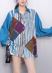 Modern Casual Style Vibrant Striped Geometric Print Shirt Fall