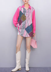 Modern Casual Style Vibrant Striped Geometric Print Shirt Fall