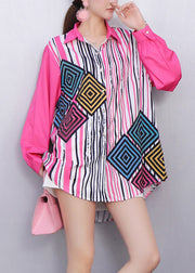Modern Casual Style Vibrant Striped Geometric Print Shirt Fall