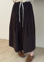 Modern Coffee Original Design Solid Corduroy Wide Leg Pants