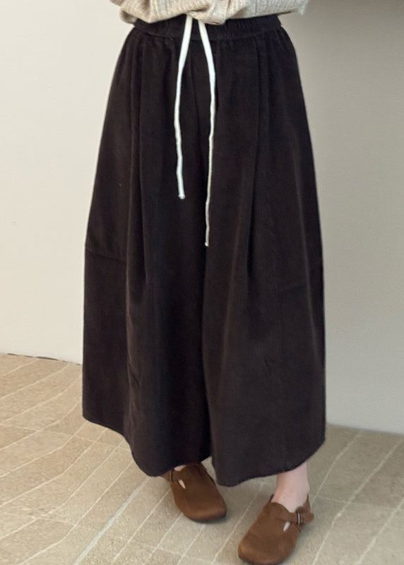Modern Coffee Original Design Solid Corduroy Wide Leg Pants