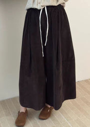 Modern Coffee Original Design Solid Corduroy Wide Leg Pants