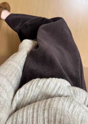 Modern Coffee Original Design Solid Corduroy Wide Leg Pants