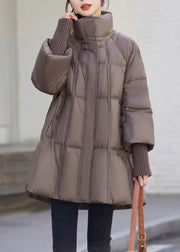 Modern Coffee Stand Collar Thick Duck Down Puffers Jackets Winter