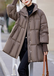 Modern Coffee Stand Collar Thick Duck Down Puffers Jackets Winter