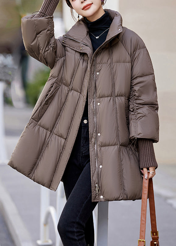 Modern Coffee Stand Collar Thick Duck Down Puffers Jackets Winter