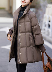 Modern Coffee Stand Collar Thick Duck Down Puffers Jackets Winter