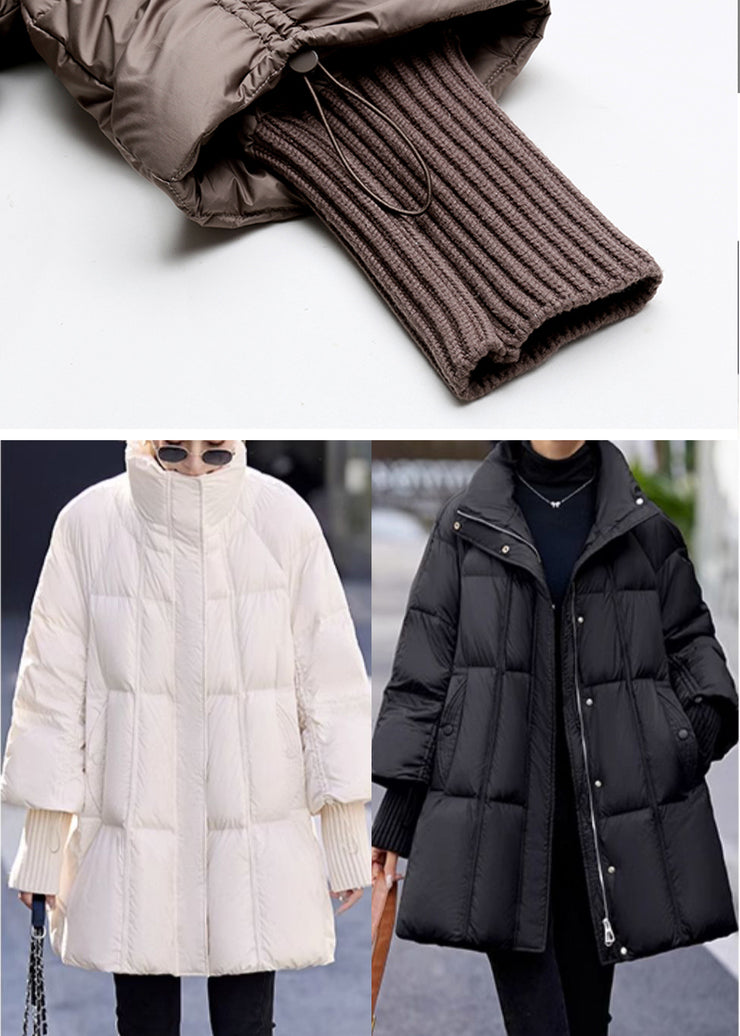 Modern Coffee Stand Collar Thick Duck Down Puffers Jackets Winter