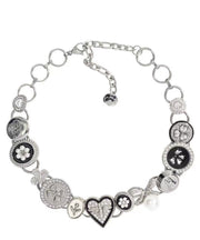 Modern Colorblock Metal Zircon Love Button Collar Necklace