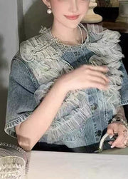 Modern Denim Blue Patchwork Tulle Day Dress Summer