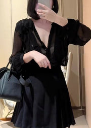 Modern Fluorescent Green Ruffled Chiffon UPF 50+ Top Fall