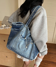 Modern Fringe Trim Chain Linked Denim Shoulder Bags