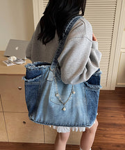 Modern Fringe Trim Chain Linked Denim Shoulder Bags