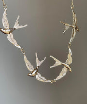 Modern Gold Copper Alloy Little Swallow Pendant Necklace