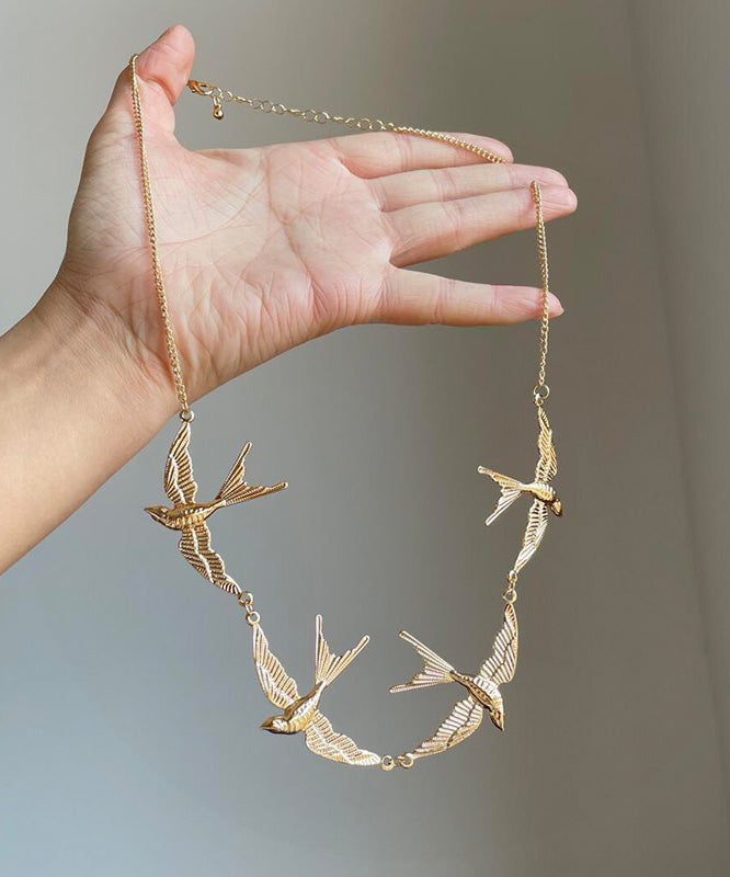 Modern Gold Copper Alloy Little Swallow Pendant Necklace