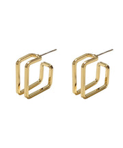 Modern Gold Copper Alloy Square Hoop Earrings