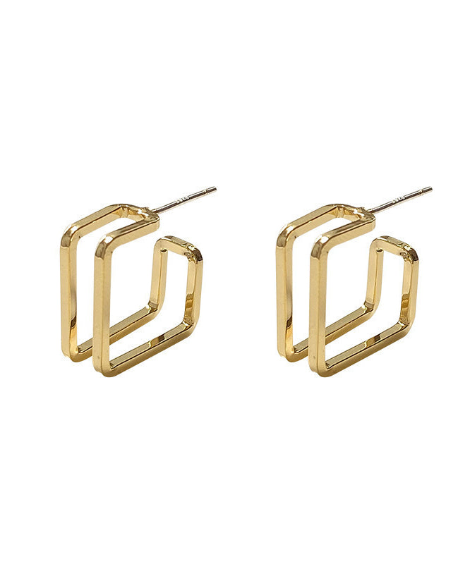 Modern Gold Copper Alloy Square Hoop Earrings