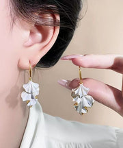 Modern Gold Copper Alloy Wrinkled Leaf Drop Earrings