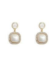 Modern Gold Copper Alloy Zircon Pearl Drop Earrings