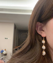 Modern Gold Copper Overgild Pearl Tassel Drop Earrings
