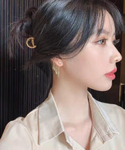Modern Gold Copper Overgild Zircon Tassel Drop Earrings