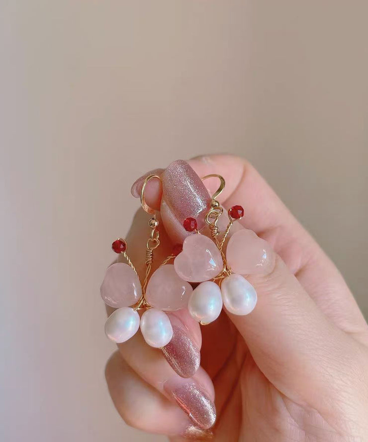 Modern Gold Sterling Silver Overgild Crystal Pearl Butterfly Drop Earrings