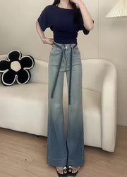 Modern Gradient Color Rhinestone Denim Flare Bottoms Fall