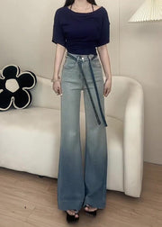 Modern Gradient Color Rhinestone Denim Flare Bottoms Fall
