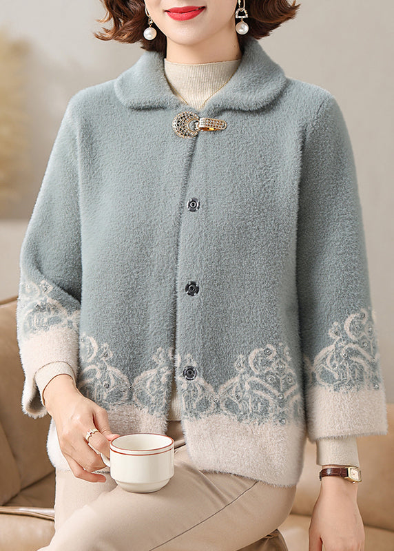 Modern Green Patchwork Mink Velvet Coats Fall