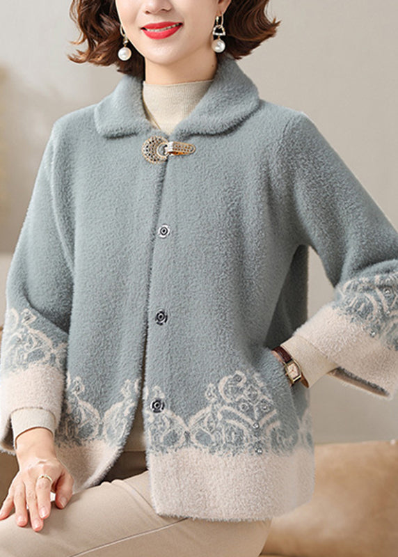 Modern Green Patchwork Mink Velvet Coats Fall