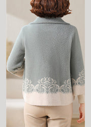Modern Green Patchwork Mink Velvet Coats Fall