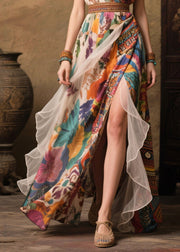 Modern Khaki Print Side Open Chiffon Beach Dresses Summer