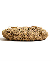 Modern Khaki Solid Durable Straw Woven Tote Handbag