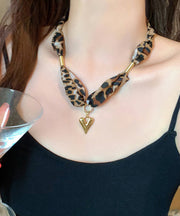 Modern Leopard Copper Alloy Scarf Love Pendant Necklace